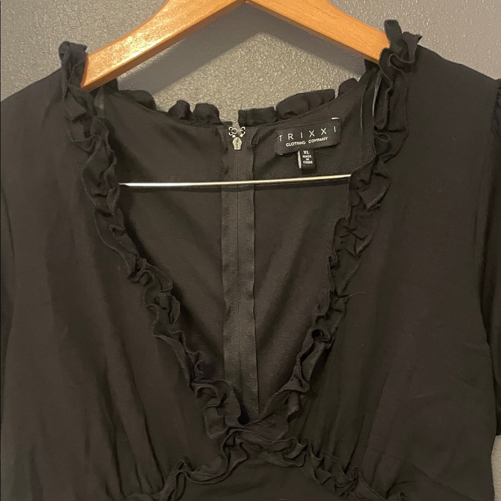 Trixxi Black Mini Dress with Ruffle Details - Picture 4 of 9